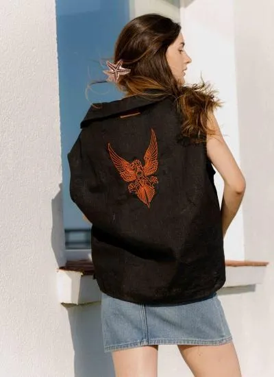 Blusa lino bordada